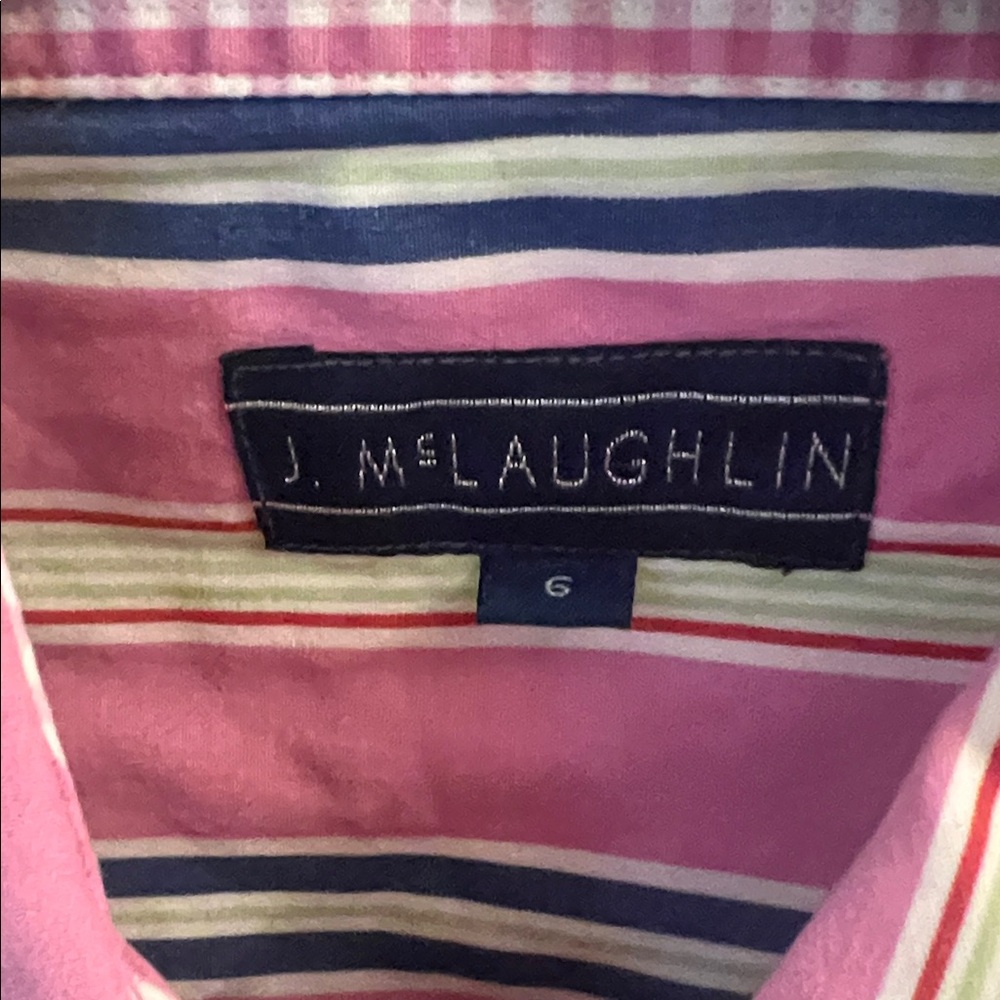 J. McLaughlin Pink and Blue Striped Shirt